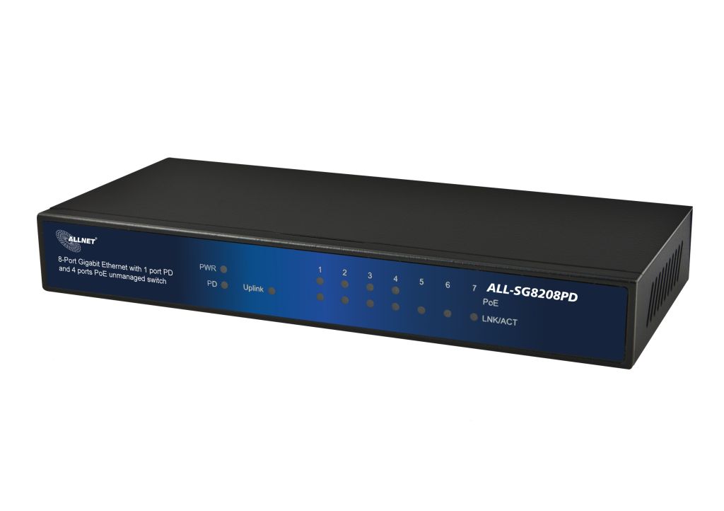 ALLNET ALL-SG8208PD / unmanaged 8 ports Giga Switch, 4x PoE
