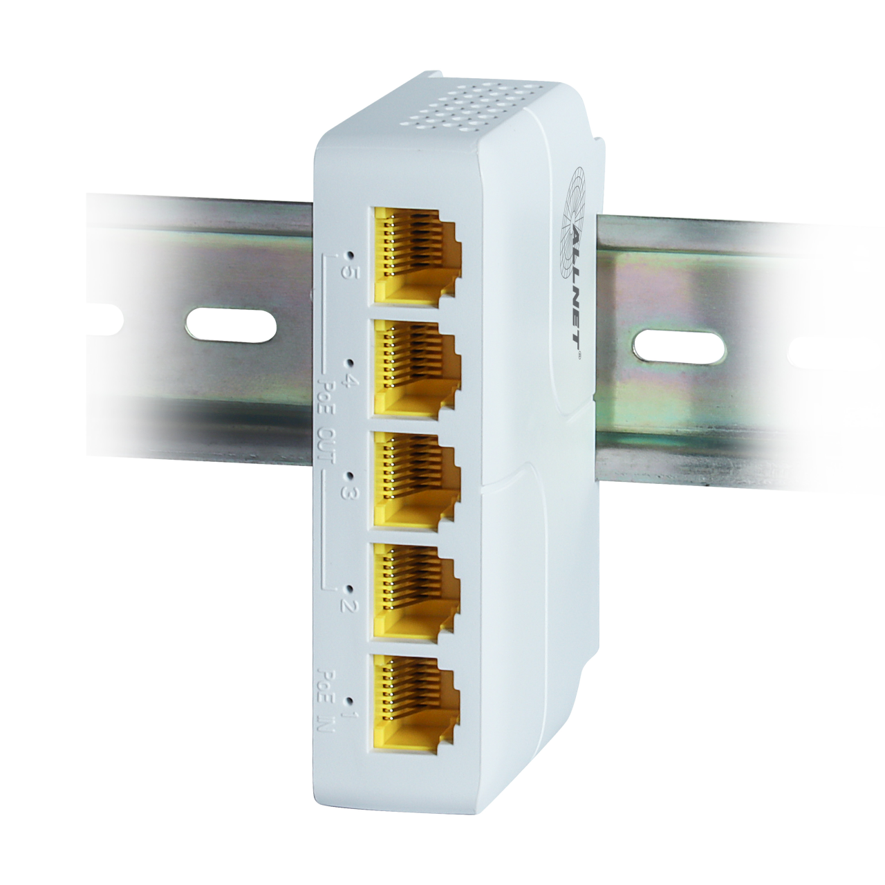 ALLNET Switch unmanaged 5 Port - 5x GbE - PoE Budget 85W - 4x PoE af/at out 1xPoE bt 90W in - Fanless, DIN, PD-Input - ALL-SG8005PD-BT90