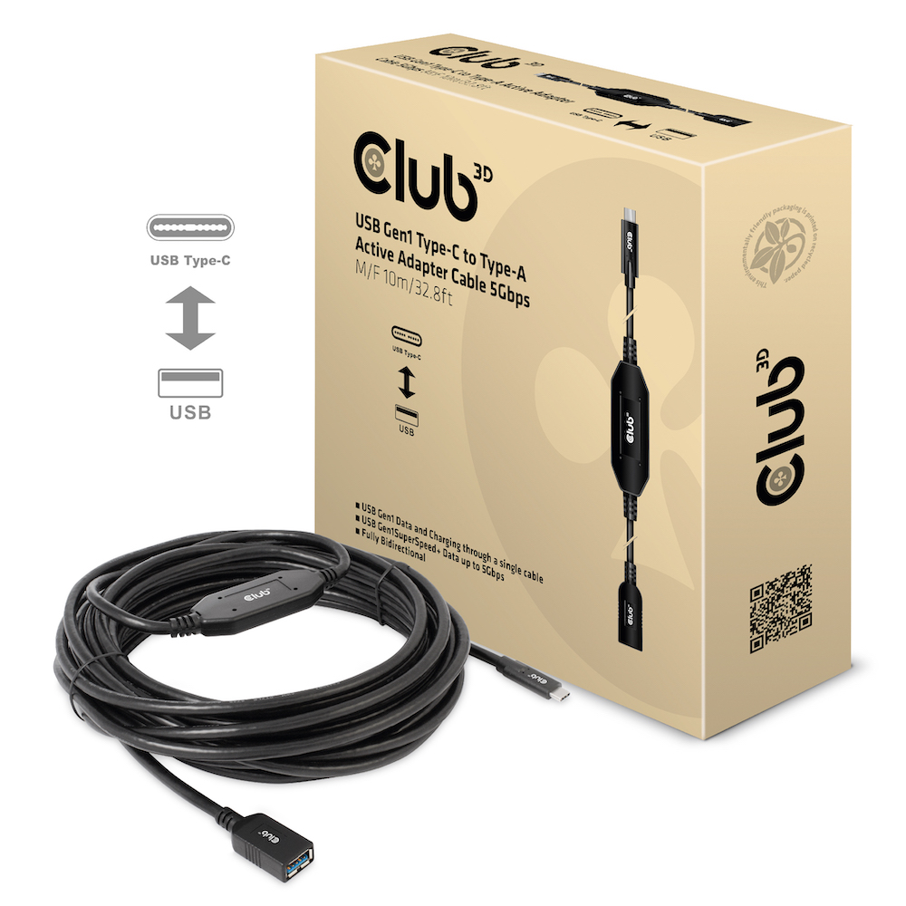 Kabel USB 3.2 C (St) => A (Bu) 10,0m *Club 3D*  5Gbps