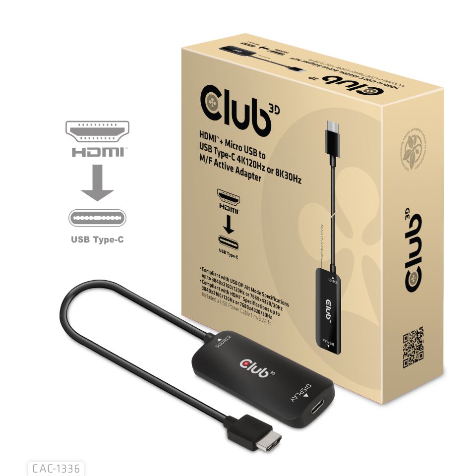 Adapter HDMI => USB C *Club3D* 4K120Hz aktiv
