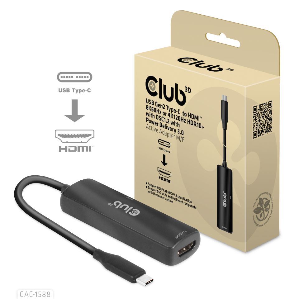 Adapter USB-C => HDMI *Club3D* 8K60Hz HDR10 aktiv