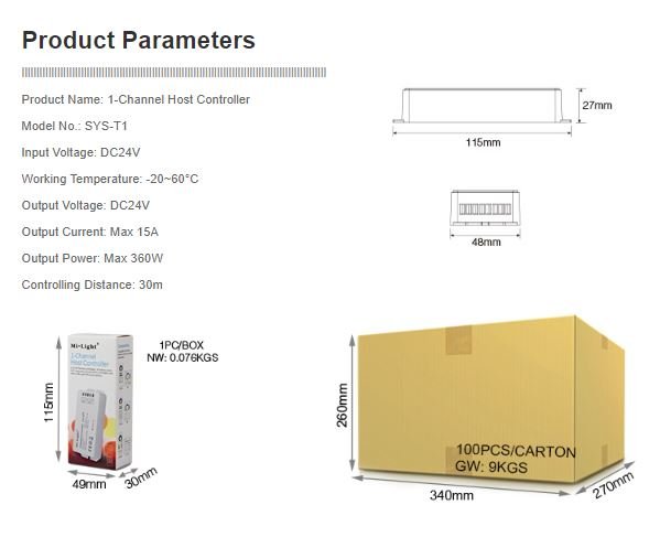 Synergy 21 LED subordinate controller 1-channel host *Milight/Miboxer*