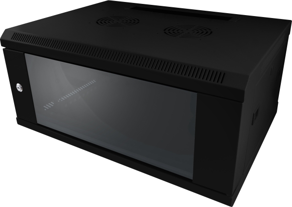 ALLNET 19Wandgehäuse, 12HE, 1-teilig, T450mm, Schwarz, SMC-Serie,