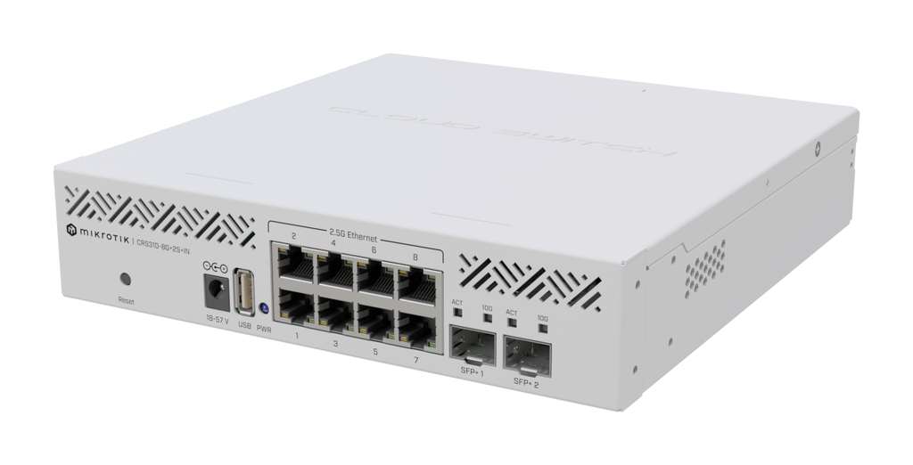 MikroTik Cloud Router Switch CRS310-8G+2S+IN, 8x 2.5 Gigabit Ports, 2x SFP+,