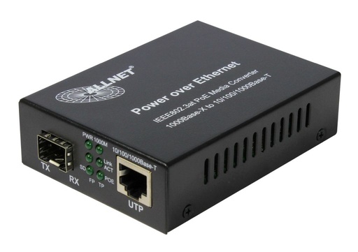 [ALL-MC202P-SFP1-PoE] ALLNET Media Converter PoE (15.4W/30W) to 1000BASE-SX/LX Single-/ Multimode SFP Mini-GBIC Connector ALL-MC202P-SFP1-PoE.