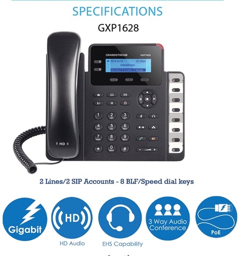 [GXP1628] Grandstream GXP-1628 poste SIP Entry Standard